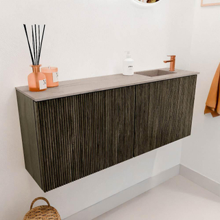 Mondiaz JOYA-DLUX 100cm meuble de salle de bains - couleur Shadow - Vasque FAYE position Droite 1 trou de robinet couleur Saba.