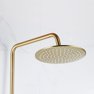 FortiFura Calvi Douche pluie pommeau 21.8cm avec robinet thermostatique et douchette stick Laiton brossé PVD
