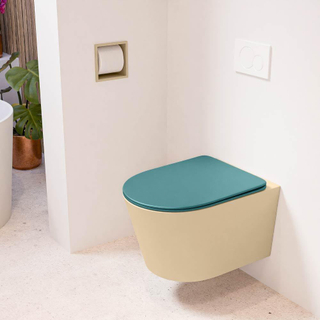 MONDIAZ LAVIE wandclosetpack - 36x53cm - diepspoel - rimless - Sand (beige) - softclose - quick-release - toiletzitting - Smag (blauw)