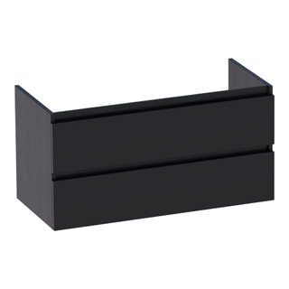 Saniclass Solution Wastafelonderkast - 100x46x50cm - 2 softclose greeploze lades - 1 sifonuitsparing - MFC - black wood