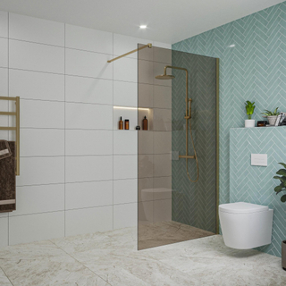 FugaFlow Eccelente Vetro Douche à l'italienne - 110x200cm - verre fumé - Laiton brossé