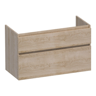 BRAUER Delight wastafelonderkast - 100x46x60cm - 2 softclose lades - greeploos - 1 sifon uitsparing - Sunlit