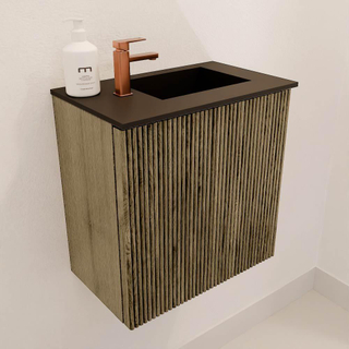 Mondiaz JOYA 40cm toiletmeubel - kleur Dusk - Wastafel FAYE positie Rechts 1 kraangat kleur Urban.