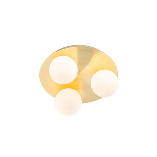 QAZQA Cederic badkamer plafondlamp - 23x23x10.3cm - 3 lichts - rond - messing (goud)