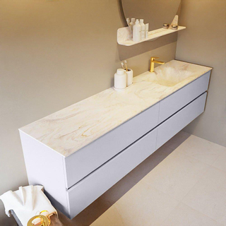 Mondiaz VICA-DLUX ensemble de meuble de salle de bain - 200cm - meuble sous-vasque cale - 4 tiroirs - lavabo encastrée cloud droite - 1 trou de robinet - version haute de 60cm - ostra