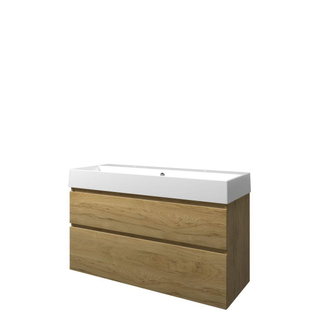 Proline loft ensemble de meubles de salle de bains 120x46x70cm meuble inférieur un chêne idéal symétrique avec 2 trous pour robinetterie porcelaine blanc brillant