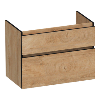 BRAUER Delight Edge wastafelonderkast 80 2 softclose lades - greeploos - 1 sifon uitsparing - Forest Tan