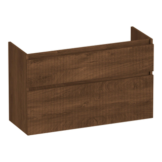 BRAUER Delight Wavy wastafelonderkast ondiep 100 2 softclose lades - greeploos - 1 sifon uitsparing - Forest Cacao