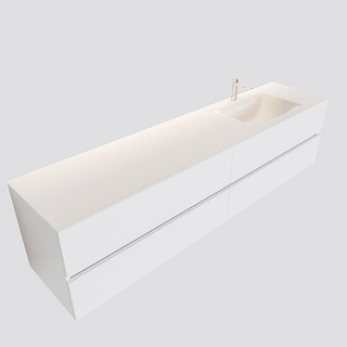 MONDIAZ VICA Ensemble de meuble salle de bain - 200cm - 4 tiroirs - lavabo Cloud à droite - 1 trou de robinet - solid surface talc