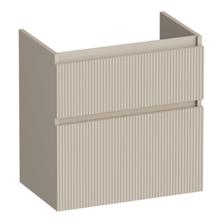 BRAUER Delight Wavy wastafelonderkast ondiep 60 2 softclose lades - greeploos - 1 sifon uitsparing - mat beige