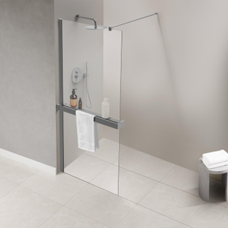 Fortifura Galeria Portant serviettes pour paroi de douche - coincer - à raccourcir - gunmetal brossé (anthracite)