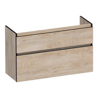 BRAUER Delight Edge wastafelonderkast ondiep 100 2 softclose lades - greeploos - 1 sifon uitsparing - Forest Wheat