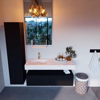 Mondiaz ALAN-DLUX Ensemble de meuble - 120cm - meuble Urban mat - 2 tiroirs - Lavabo Cloud Ostra suspendu - vasque Gauche - 1 trou de robinet