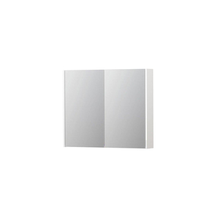 INK SPK2 Spiegelkast - 90x14x74cm - 2 deuren - dubbelzijdige Spiegel - schakelaar en stopcontact - MDF lak wit hoogglans
