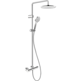 Duravit Shower Systems Système de douche - thermostatique - HOH=15cm - douche de tête Ø25.2cm - douchette ronde - économique en eau - finition chrome brillant