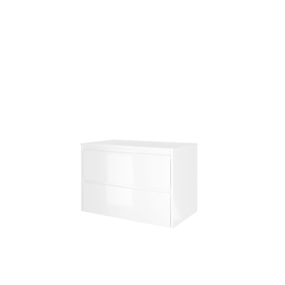 Proline elegant ensemble de meubles de salle de bain 80x46x54cm meuble inférieur symétrique blanc brillant avec 1 trou pour robinet polystone blanc brillant