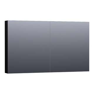 Saniclass Plain Spiegelkast - 120x70x15cm - 2 links/rechtsdraaiende spiegeldeuren - MDF - hoogglans zwart