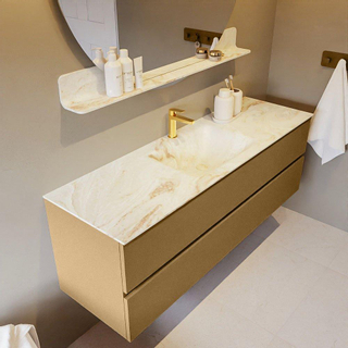 Mondiaz VICA-DLUX ensemble de meuble de salle de bain - 150cm - meuble sous-vasque oro - 2 tiroirs - lavabo encastré cloud milieu - 1 trou de robinet - version haute de 60cm - frape