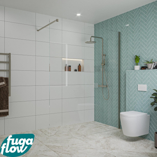FugaFlow Eccelente Vetro inloopdouche badkamer - 160x200cm - helder glas - wandarm - gunmetal