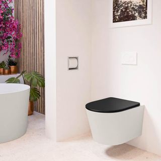 MONDIAZ LAVIE WC suspendu - 36x53cm - sans bride - Urban (noir) - softclose - quick-release - abattant WC - Linen (offwhite)
