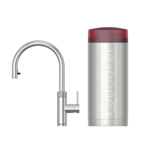 Quooker BE Flex Round kokendwaterkraan - draaibare & uittrekbare uitloop - Combi+ reservoir - Warm / kokend water - RVS