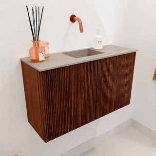 Mondiaz JOYA-DLUX 70cm toiletmeubel - kleur Ruby - Wastafel FAYE positie Midden Zonder kraangat kleur Saba.
