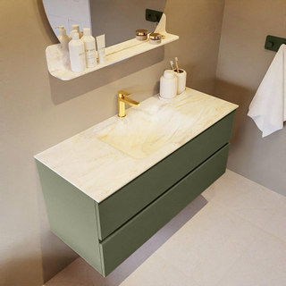 Mondiaz VICA-DLUX Ensemble de meuble de salle de bain - 110cm - meuble sous-vasque armée - 2 tiroirs - lavabo encastré nuage milieu - 1 trou de robinet - version haute de 60cm - ostra