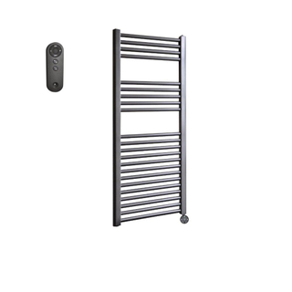 Sanicare HVS Elektrische Radiator - 111.8x45cm - 596W - met afstandsbediening - thermostaat - zwart - rechtsonder - gunmetal (antraciet)
