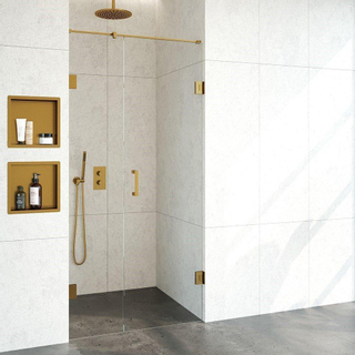 BRAUER Void nisdeur 2-delig helder glas 100x200 omkeerbaar met draaideur 60 aan muur incl. glascoating PVD goud