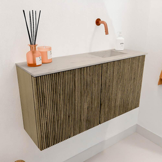 Mondiaz JOYA-DLUX 80cm toiletmeubel - kleur Dusk - Wastafel FAYE positie Rechts Zonder kraangat kleur Opalo.