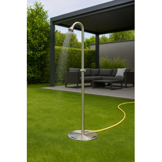 FugaFlow Eccelente Douche extérieure mobile en verre - AISI 316 - raccord pour tuyau de jardin - PVD - Acier inoxydable brossé