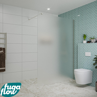 FugaFlow Eccelente Vetro inloopdouche badkamer - 140x200cm - mat glas - wandarm - geborsteld RVS