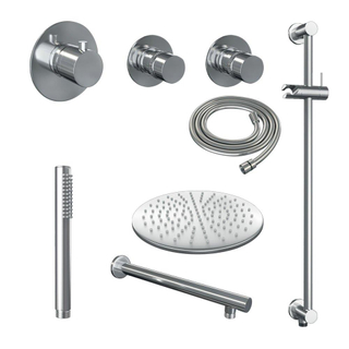 Brauer Chrome Edition Set de douche à encastrer thermostatique avec partie encastrable douche de tête 30cm bras mural douchette stick et barre de douche Chrome