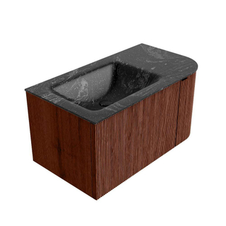 Mondiaz KURVE-DLUX Badkamermeubelset - 85x46x40cm - 1 lade - 1 deur - wastafel solid surface - links - zonder kraangat - Ruby