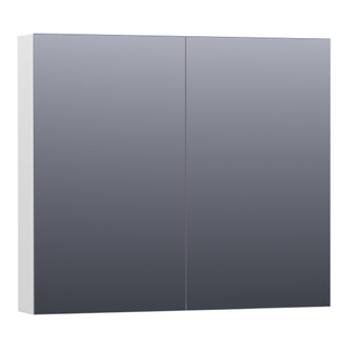 BRAUER Plain Spiegelkast - 80x70x15cm - 2 links/rechtsdraaiende spiegeldeuren - MDF - hoogglans wit