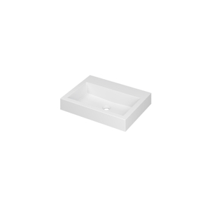 INK Momento wastafel - 60x45x9cm - 1 wasbak - 1 kraangaten - polystone wit mat OUTLETSTORE