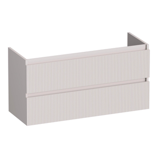 BRAUER Joy Wavy wastafelonderkast ondiep 100 2 softclose lades - greeploos - 1 sifon uitsparing - mat zand