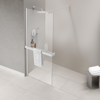 Fortifura Galeria porte-serviettes pour douche à l'italienne - pinces - réductible - blanc mat