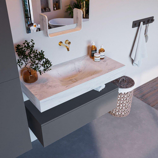 MONDIAZ ALAN - DLUX Badkamermeubelset - 100cm - onderkast - Plata - 1 lade - vrijhangende wastafel - wasbak midden - 0 kraangaten - Opalo