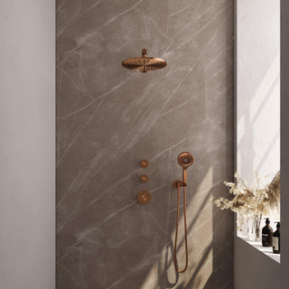 Brauer Copper Edition Set de douche à encastrer thermostatique avec partie encastrable douche de tête 30cm bras mural douchette ronde Cuivre brossé PVD