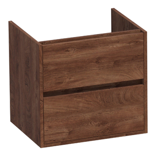 BRAUER Adore wastafelonderkast - 60x46x55cm - 2 softclose lades - greeploos - 1 sifon uitsparing - Forest Cacao