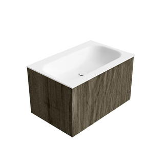 Mondiaz KURVE Badkamermeubelset - 70x46x40cm - 1 lade - wastafel solid surface - midden - 1 kraangat - Shadow