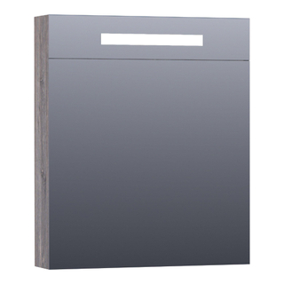 Saniclass Double Face Spiegelkast - 60x70x15cm - verlichting - geintegreerd - 1 rechtsdraaiende spiegeldeur - MFC - grey Canyon