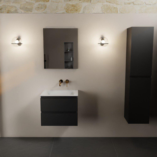 Mondiaz AIVY Ensemble de meuble - 60x45x50cm - 0 trous de robinet - 1 vasque Talc Solid surface - Centre - 2 tiroirs - avec miroir - MDF Urban