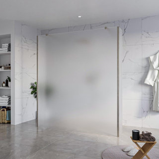 FugaFlow Eccelente Vetro Vrijstaande inloopdouche badkamer - 180x200cm - Glas mat - antikalk - 8mm veiligheidsglas - 2 zijwanden 30cm - met wandarmen en hoekprofielen - Gunmetal -