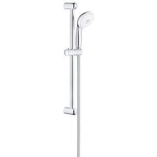 GROHE New Tempesta 100 Ensemble de douche - 60cm - douchette ronde - 4 types de jet - flexible de douche lisse - chrome/blanc