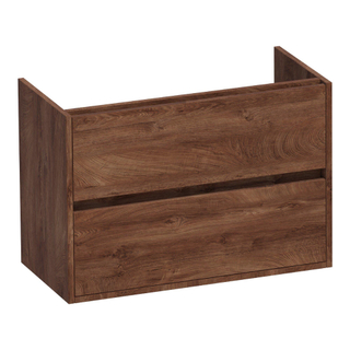 BRAUER Adore wastafelonderkast ondiep - 80x39x55cm - 2 softclose lades - greeploos - 1 sifon uitsparing - Forest Cacao