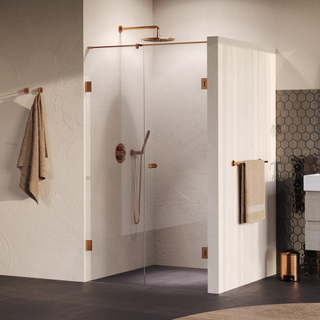 BRAUER Void Carving Porte de niche - 2 pièces - 110x200cm - Porte battante 60cm sur mur - revêtement verre - réversible - verre clair - cuivre brossé PVD