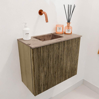 Mondiaz JOYA-DLUX 50cm meuble de toilette - couleur Dusk - Vasque FAYE position Gauche Sans trou de robinet couleur Arena.