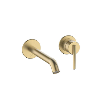 Robinet lavabo Crosswater 3ONE6 - encastrable - 2 trous - inox - laiton brossé